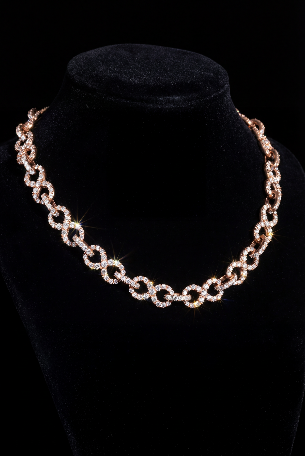 Rose Gold Diamond infinity  Link Necklace – High-End Fully Iced Chain”