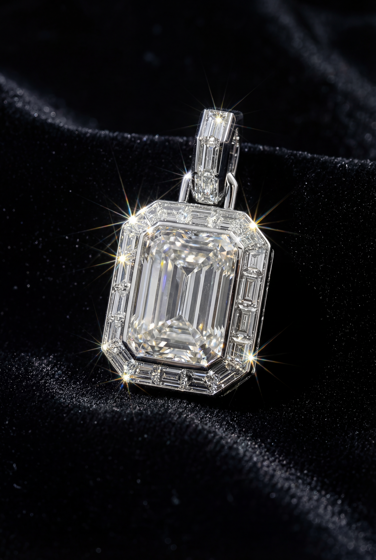 High-End Chandeliers Diamond Pendant | Emerald-Cut Statement Piece