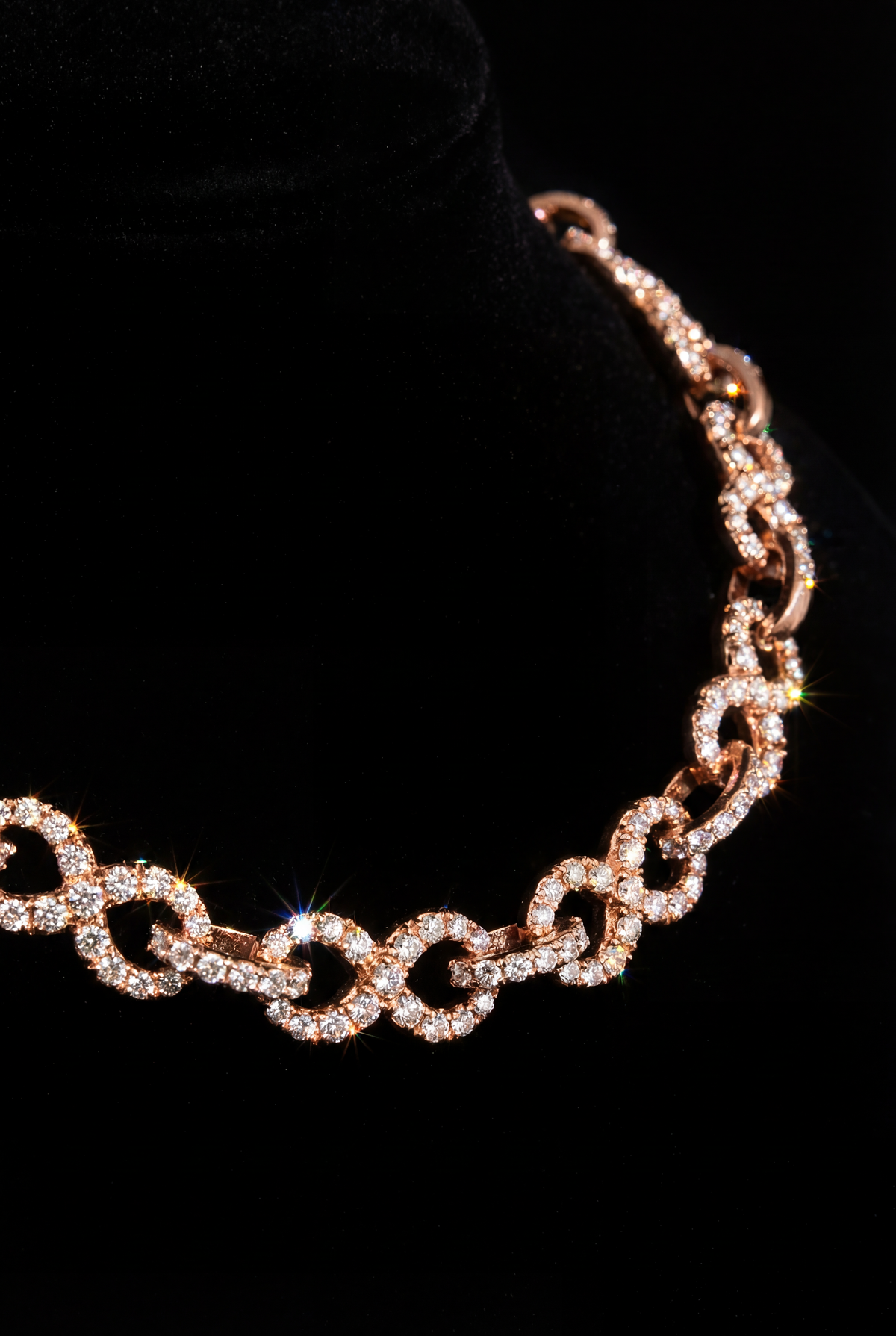 Rose Gold Diamond infinity  Link Necklace – High-End Fully Iced Chain”