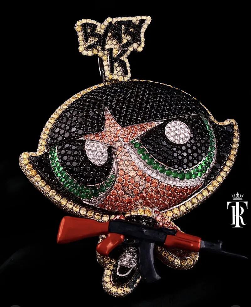 Stone-set cartoon character pendant