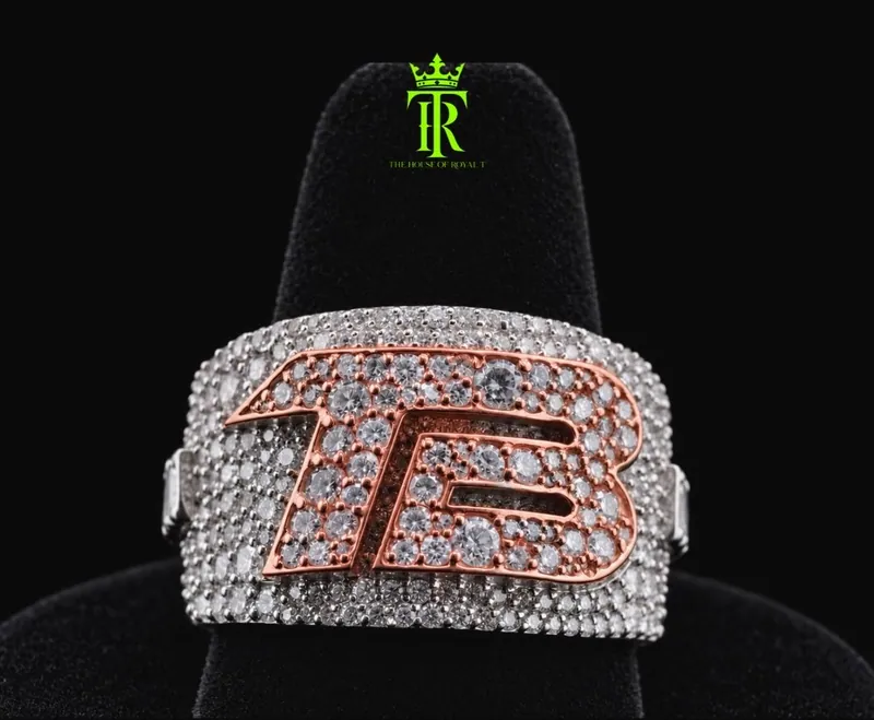 Custom TB initials ring with contrasting metal letters